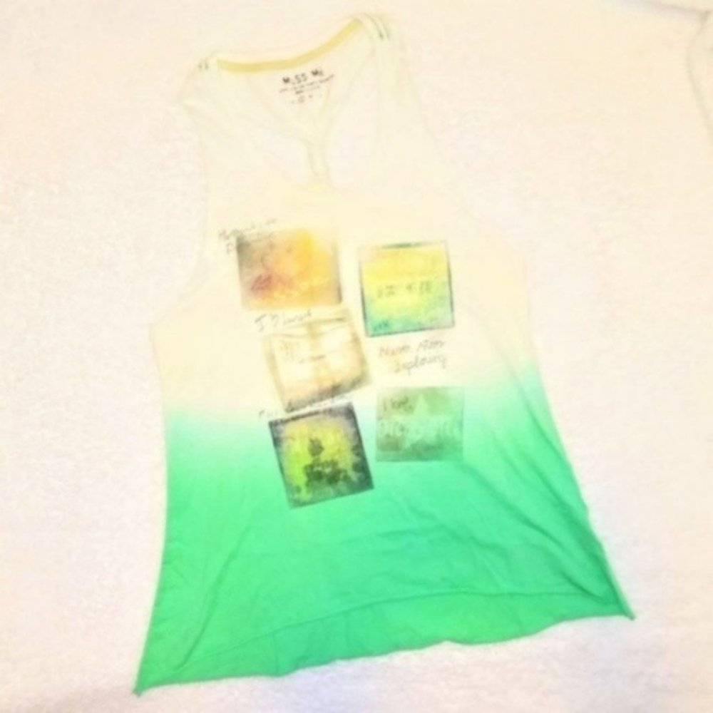 NWOT Miss Me Ombre Graphic Twisted Racerback Tank - Picture 7 of 8